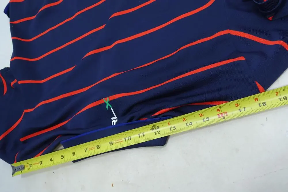 Ralph Lauren RLX Polo Shirt Mens XL Blue Stripe Golf Short Sleeve Stretch Knit